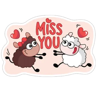 😊 Miss YOU sheep, miss you, love, cute, cartoon, friendship whatsapp sticker