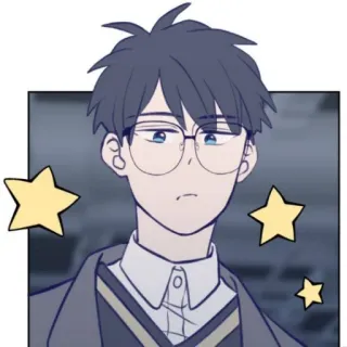 🚏 Anime, Manga, Charakter, Brille, Stern, Illustration whatsapp sticker