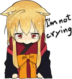 😢 I'm not crying Anime, Weinend, Süß, Emotional, Sticker, Fuchs Mädchen whatsapp sticker