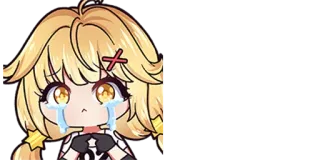 🥲 anime, crying, sad, chibi, blonde, tears telegram sticker