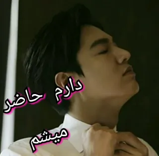 👔 دارم حاضر میشم man, persian text, portrait telegram sticker