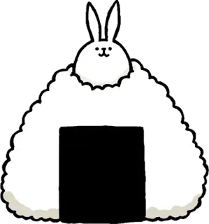 🍙 coniglio, onigiri, cibo, carino, palla di riso, animale, adesivo telegram sticker