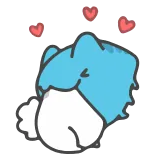❤️ стикер, милый, животное, сердечки, синий, белый whatsapp sticker
