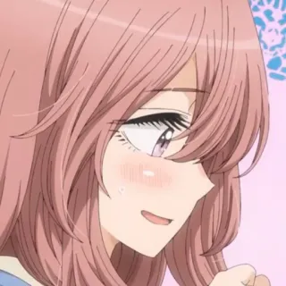 🥰 Anime, Menina, Cabelo rosa, Desenho animado, Bonito, Sorrindo, Feminino, Mangá telegram sticker