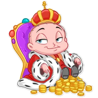 👑 vua, em bé, tiền, vương miện, hoàng gia, ngai vàng, tiền xu telegram sticker