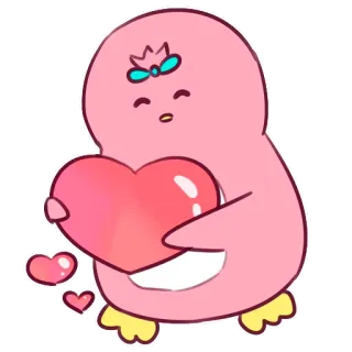 💝 kawaii, cute, pink, bird, heart, love, cartoon, animal telegram sticker