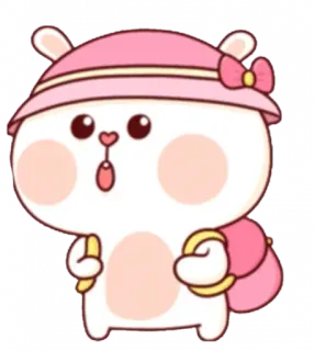 😮 милый, кролик, шляпа, мультфильм, животное, каваи telegram sticker