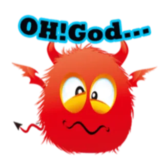 😖 OH!God... дьявол, мультяшный, монстр, выражение, красный, рога whatsapp sticker