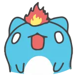 🤯 carino, blob, fiamma, blu, cartone animato telegram sticker