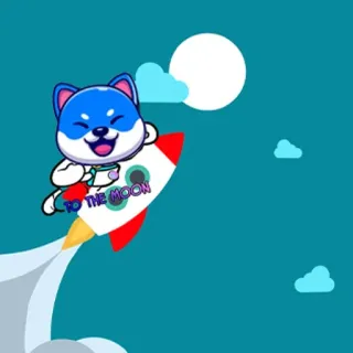 🚀 TO THE MOON dog, rocket, moon, cartoon, space, crypto, meme whatsapp sticker