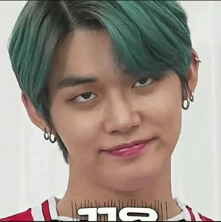 🦊 TTS kpop, Mann, Porträt, grüne Haare telegram sticker