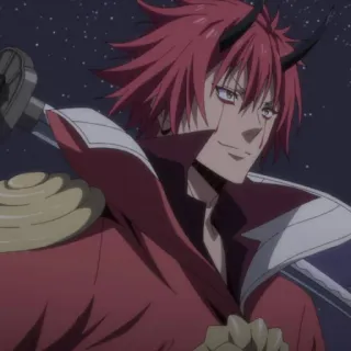 😏 Anime, Démon, Épée, cheveux roux, cornes telegram sticker