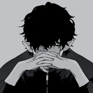 👁‍🗨 Anime, Manga, Emo, Garçon, Sérieux, Monochrome telegram sticker