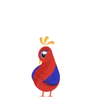 🦚 oiseau, perroquet, rouge, bleu, animal, dessin animé, mignon whatsapp sticker