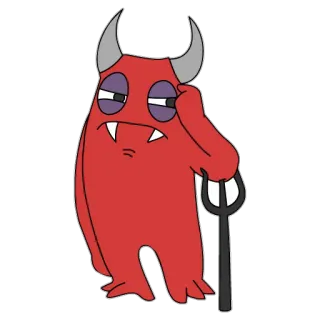😒 Teufel, Cartoon, Monster, Hörner, Mistgabel telegram sticker