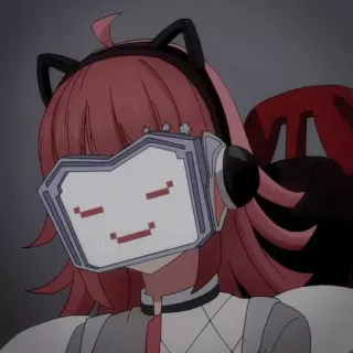 📙 アニメ, キャラクター, 猫耳, デジタルマスク, 赤い髪 telegram sticker