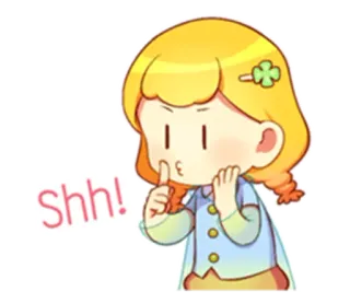 🤐 Shh! シー, 静かに, 女の子, 漫画, かわいい, 秘密 whatsapp sticker