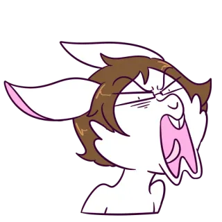 👹 Cartone animato, Coniglio, Arrabbiato, Espressione, Peloso, Urlare, Carino, Meme telegram sticker