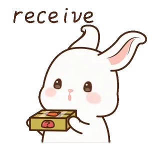 ⭐ receive กระต่าย, น่ารัก, สัตว์, กระต่าย, ของขวัญ, กล่อง, เครื่องหมายคำถาม telegram sticker