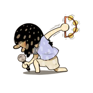 🎤 Cartoon, Kind, Mikrofon, Tamburin, Musik telegram sticker