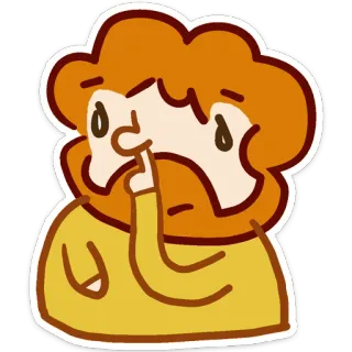 🤔 triste, pensando, preocupado, homem, ruivo, desenho animado whatsapp sticker
