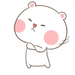 😒 bear, cute, cartoon, animal, white, pink, adorable, fluffy telegram sticker