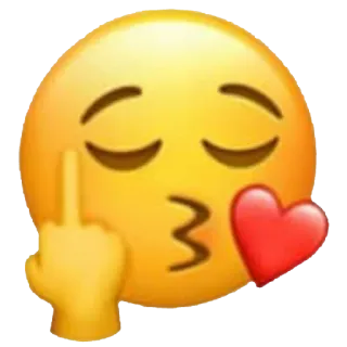 🖕 Эмодзи, Средний палец, Поцелуй, Сердце, Выражение, Жест whatsapp sticker