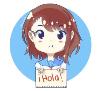 😙 ¡Hola! hallo, spanisch, gruß, anime stil, cartoon, mädchen, süß, chibi whatsapp sticker