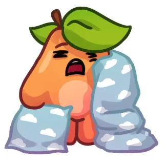 😪 pear, sleepy, pillow, tired, fruit, cartoon telegram sticker