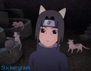 ❔ Itachi Naruto Stickergram Anime, Manga, Orejas de gato, Ninja, Itachi Uchiha, Dibujos animados whatsapp sticker