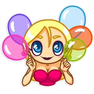 🎈 sticker, cartoon, balloons, blonde, anime, girl telegram sticker