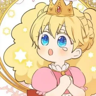 👑 princesse, cheveux blonds, couronne, dessin animé, mignon telegram sticker
