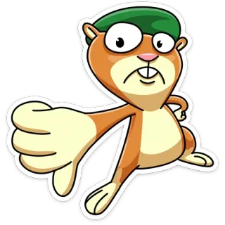👎 cartone animato, animale, pollice verso, non mi piace, negativo, scoiattolo, illustrazione, sticker telegram sticker