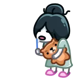 🥱 卡通, 女孩, 泰迪熊, 可爱, 角色, 贴纸 telegram sticker
