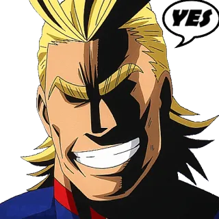 👍 All Might My Hero Academia YES anime, hero, smiling, positive, superhero telegram sticker