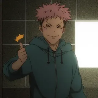 💥 Yuji Itadori Jujutsu Kaisen Anime, Personaggio, Yuji Itadori, Jujutsu Kaisen, Pollice in su telegram sticker