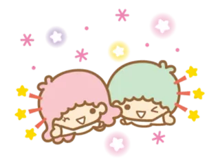 😆 Little Twin Stars kawaii, estrelas, fofo, desenho animado, rosa, verde telegram sticker