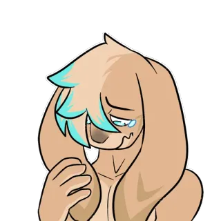 😢 sedih, menangis, kelinci, air mata, emosi, karakter, anime telegram sticker