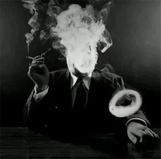 🚬 smoking, smoke, man, suit, cigarette, vintage telegram sticker