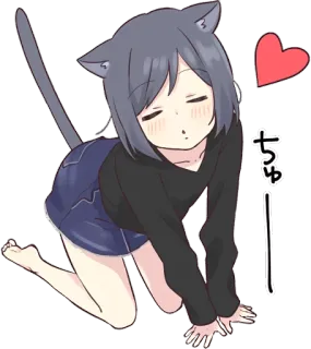 😘 ちゅー anime, catgirl, cute, heart telegram sticker