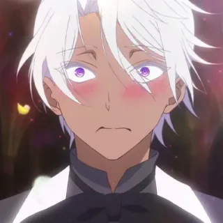 🔮 动漫, 脸红, 白发, 紫瞳 telegram sticker