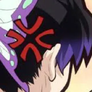 🦋 Anime, Bravo, Personagem, Expressão, Marca vermelha whatsapp sticker