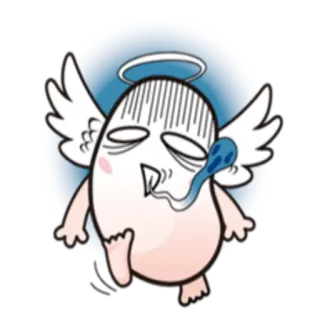 😵 angel, cartoon, exhausted, sweat, tired, wings, halo telegram sticker