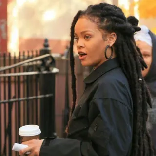 💸 Rihanna Rihanna, singer, dreadlocks, woman, coffee, celebrity telegram sticker