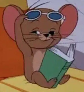 😎 Jerry Tom and Jerry cartoon, mouse, reading, sunglasses telegram sticker