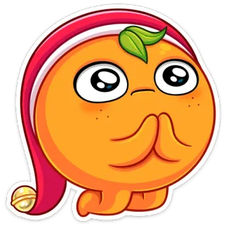 🥺 orange, fruit, dessin animé, mignon, kawaii, endormi, bonnet de nuit telegram sticker
