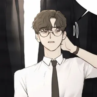 🧋 man, glasses, tie, cartoon, character, portrait, person telegram sticker