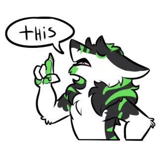 👆 THIS furry, anthropomorphic, cartoon, animal, character, gesture, speech bubble whatsapp sticker