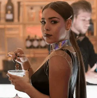 🐾 woman, cocktail, jewelry, glamour, portrait, party, fashion, glitter telegram sticker