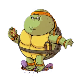 🍔 Michelangelo Teenage Mutant Ninja Turtles kura-kura, pizza, skateboard, kartun, ninja, TMNT, humor whatsapp sticker